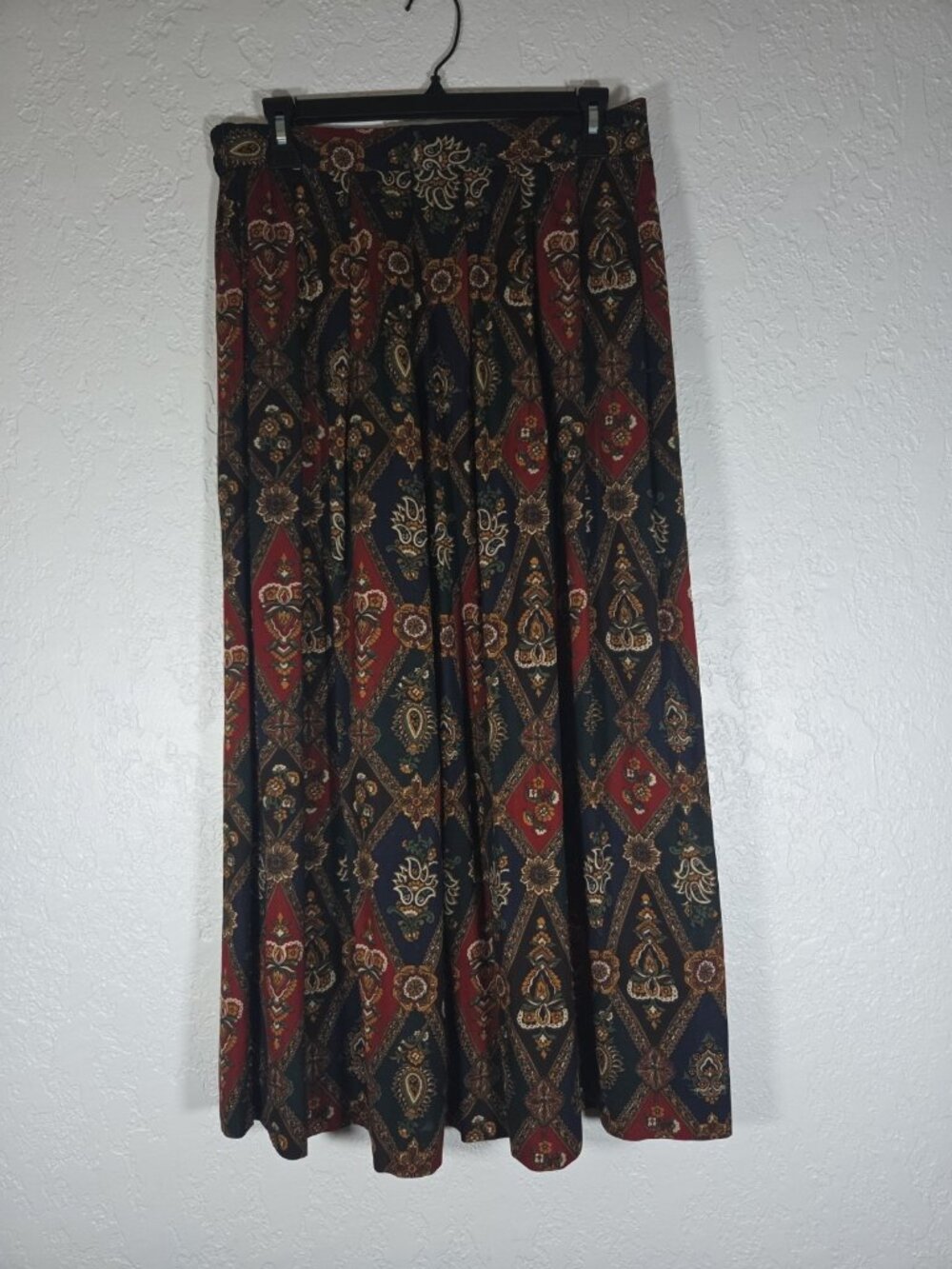 Vintage 90s Worthington Paisley Midi Skirt Womens 14 Rayon Made in USA Boho